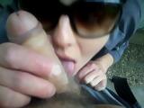 Amateur Cocksucker Getting Facial Cumshots Outdoor