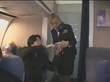 Blonde Stewardess Giving Handjob To Japanese Passenger