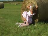 Blond Milf Is Ready To Give A Litlle Surprise On A Haystack