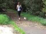 Walking Dog Through Forest Got Sudden Turnover