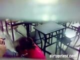 Real Teacher Caught On Tape While Student Is Giving Him A Head In A Classroom