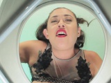 Busty tattooed femdom spitting on toilet sub