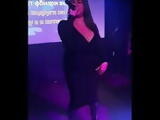 Beauty with huge breasts sings in karaoke