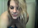 Teen amateur blonde solo in the shower