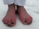Foot in snow.
