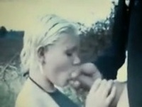 Blonde Girl Licking On A Cock Outside