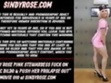 Sindy Rose pink stewardess fuck on gigantic dildo & prolapse